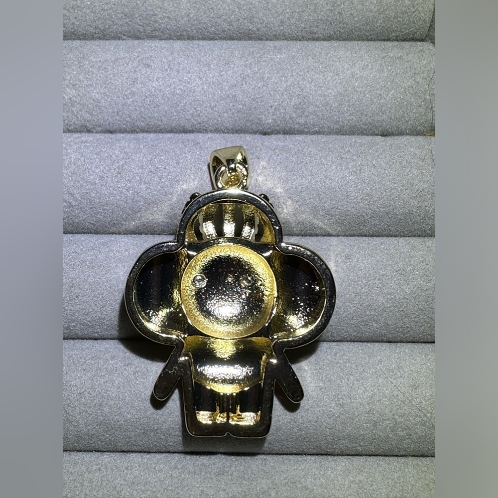 14K Gold King & Crown Flower Doll Pavé Iced Out Bling Drip Hip Hop Necklace - Picture 6 of 8